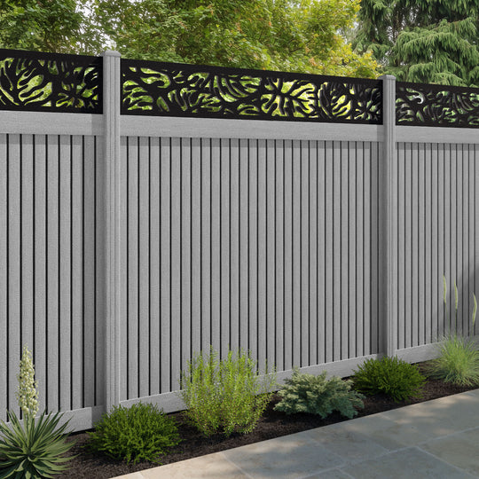 Virtis Botanic Fence Panel - Light Grey - with our composite posts