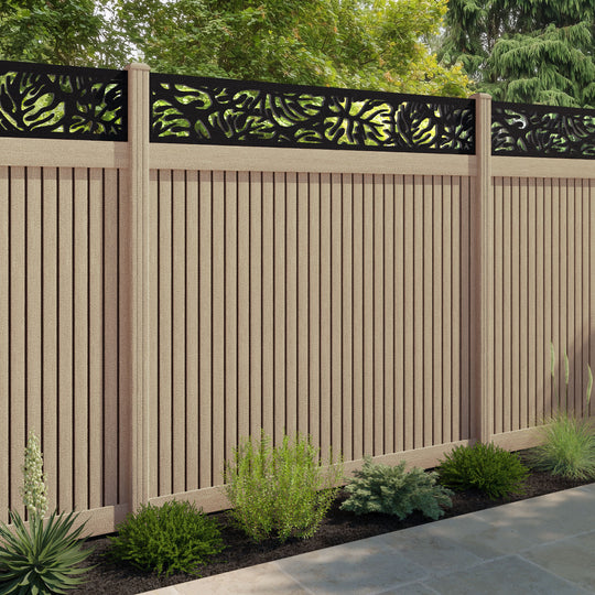 Virtis Botanic Fence Panel - Light Oak - with our composite posts