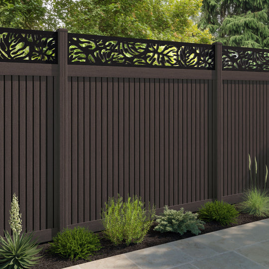 Virtis Botanic Fence Panel - Mid Brown - with our composite posts