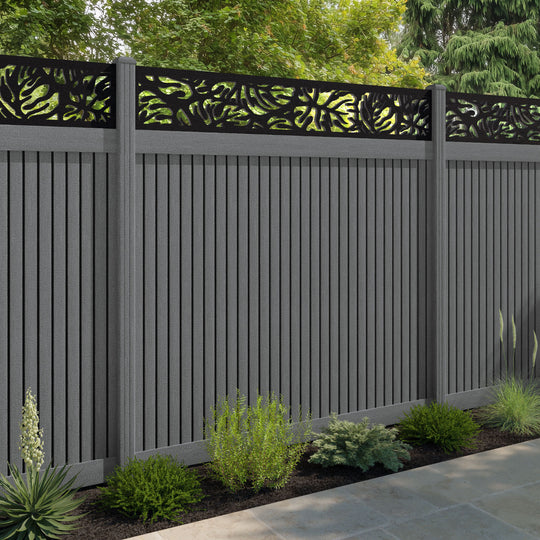 Virtis Botanic Fence Panel - Mid Grey - with our composite posts