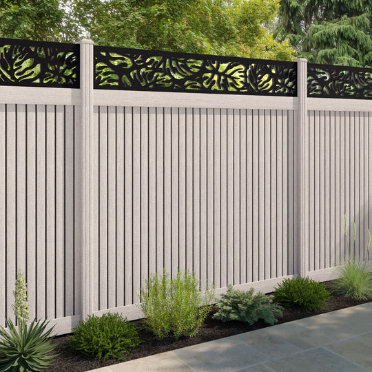 Virtis Botanic Fence Panel - Mid Stone - with our composite posts