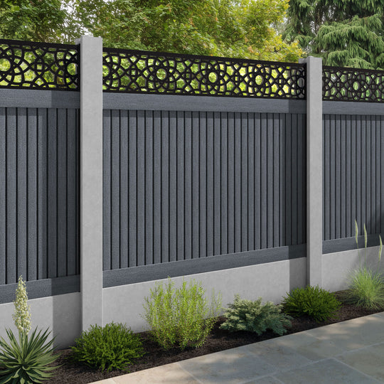 Virtis Ambar Fence Panel - Anthracite - for existing concrete posts
