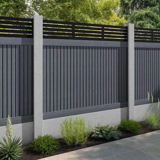 Virtis Aspen Fence Panel - Anthracite - for existing concrete posts