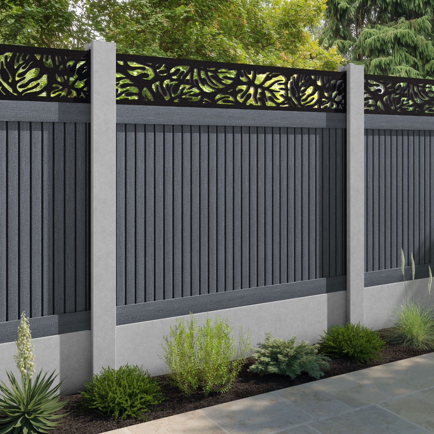Virtis Botanic Fence Panel - Anthracite - for existing concrete posts