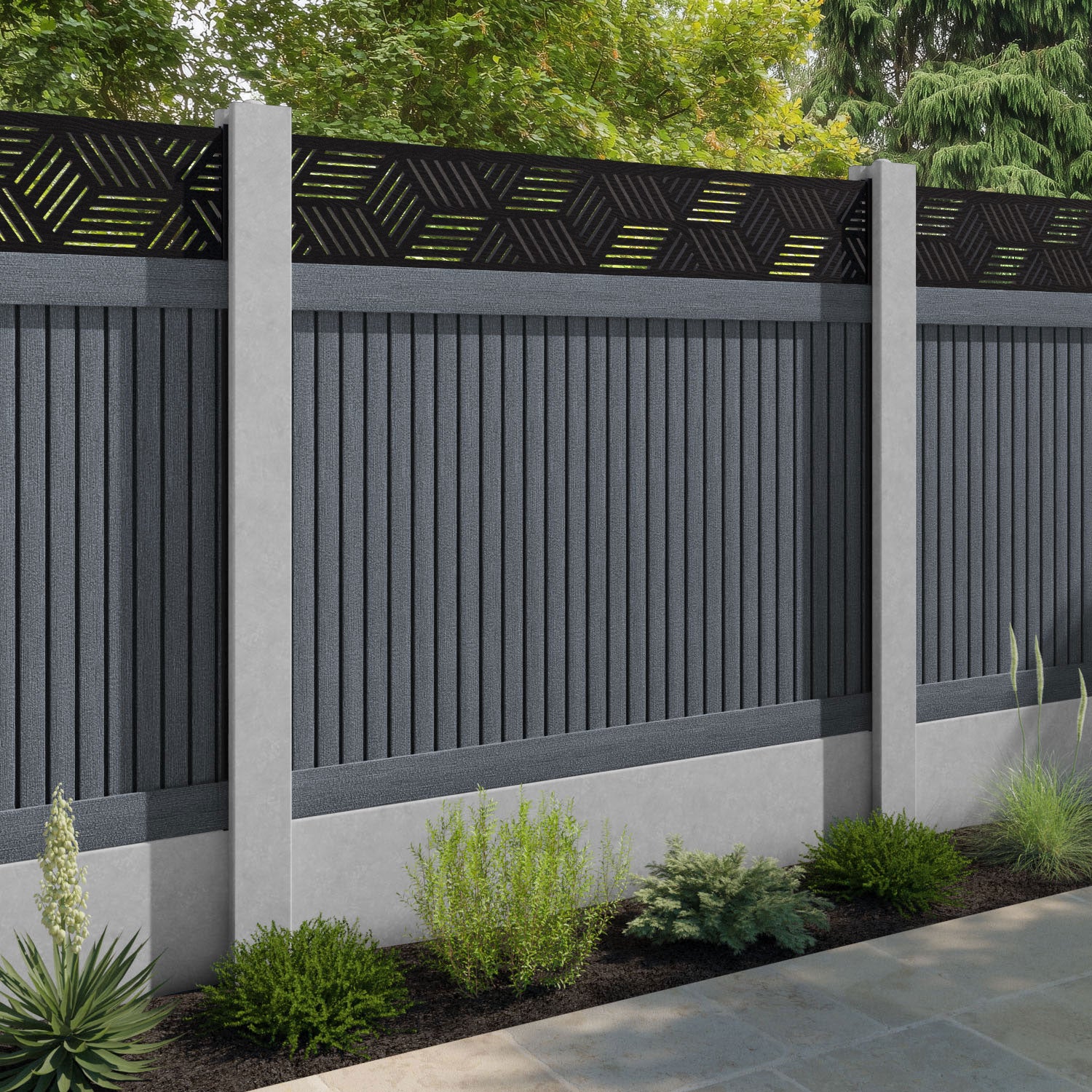 Virtis Cubed Fence Panel - Anthracite - for existing concrete posts