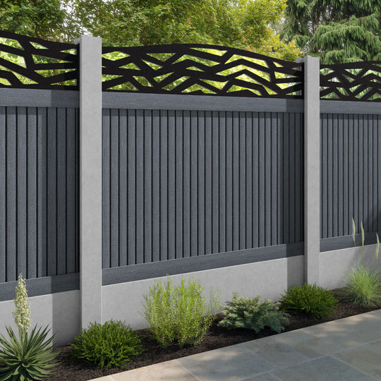 Virtis Zenith Curved Top Fence Panel - Anthracite - for existing concrete posts