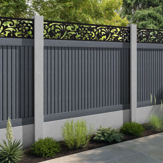 Virtis Eden Fence Panel - Anthracite - for existing concrete posts