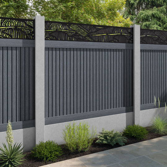 Virtis Feather Fence Panel - Anthracite - for existing concrete posts