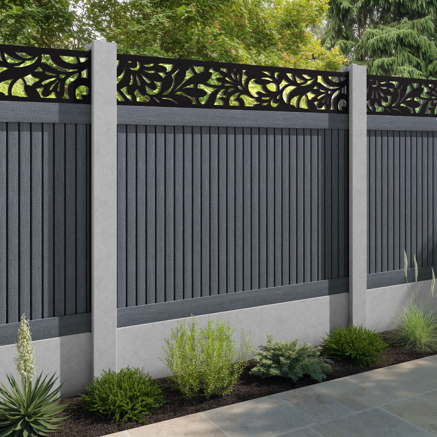 Virtis Heritage Fence Panel - Anthracite - for existing concrete posts