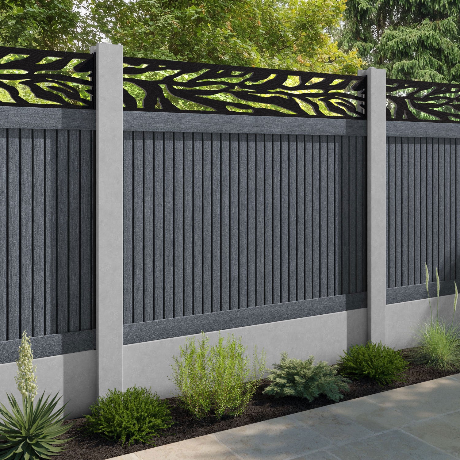 Virtis Malawi Fence Panel - Anthracite - for existing concrete posts