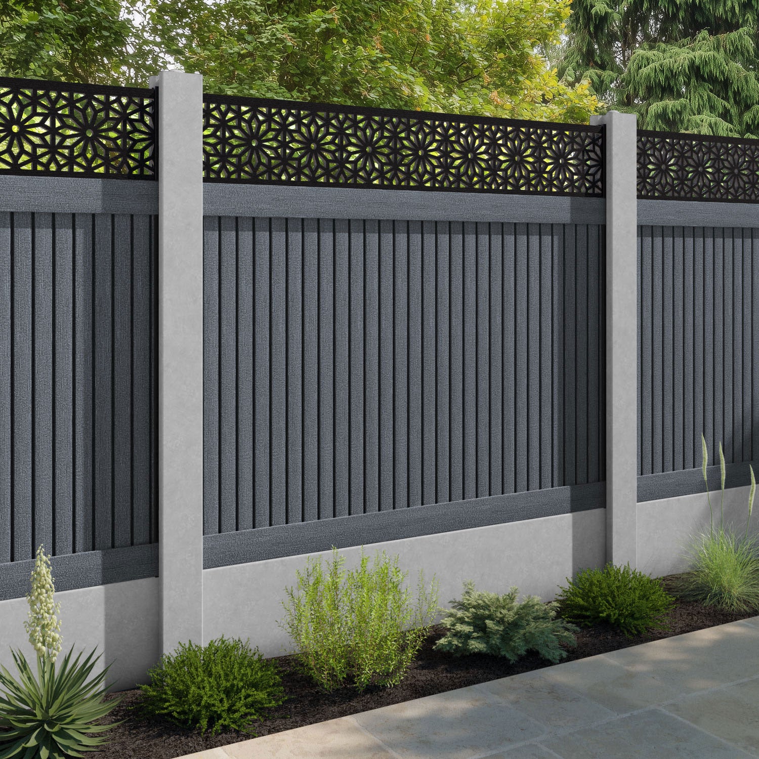 Virtis Narwa Fence Panel - Anthracite - for existing concrete posts