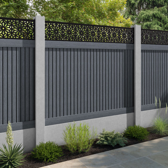 Virtis Narwa Fence Panel - Anthracite - for existing concrete posts
