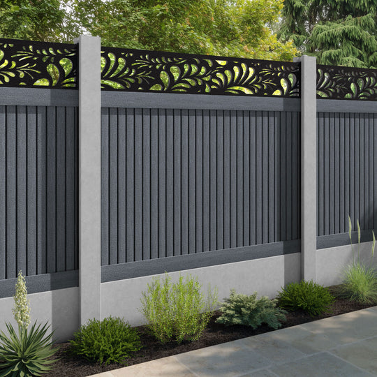 Virtis Petal Fence Panel - Anthracite - for existing concrete posts