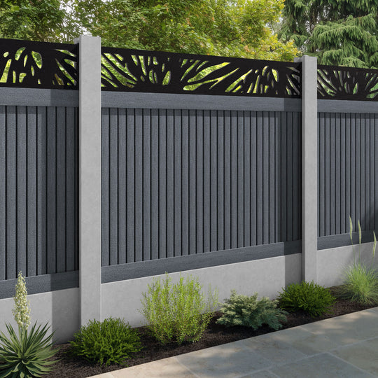 Virtis Poppy Fence Panel - Anthracite - for existing concrete posts