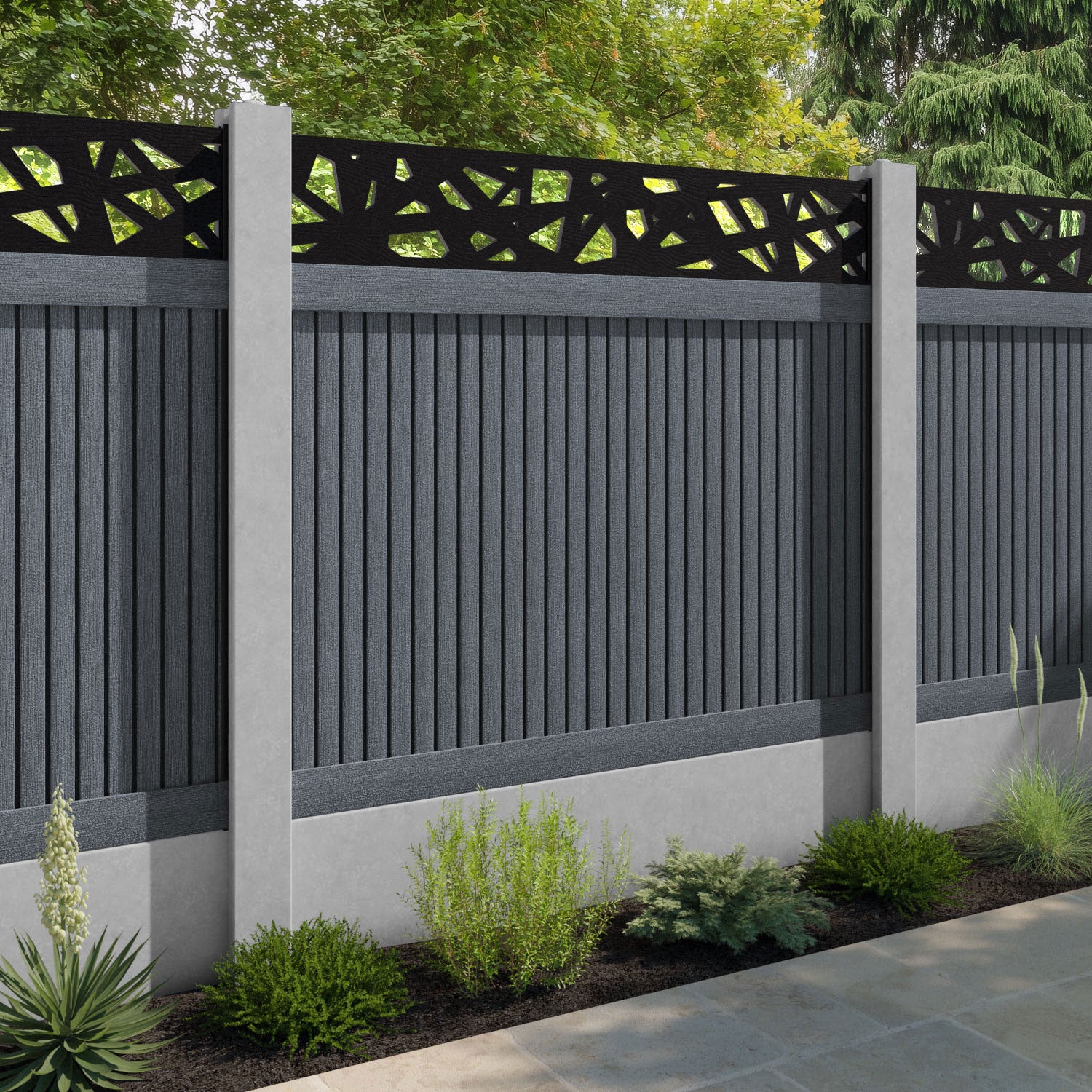 Virtis Prism Fence Panel - Anthracite - for existing concrete posts