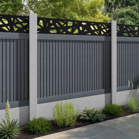 Virtis Prism Fence Panel - Anthracite - for existing concrete posts