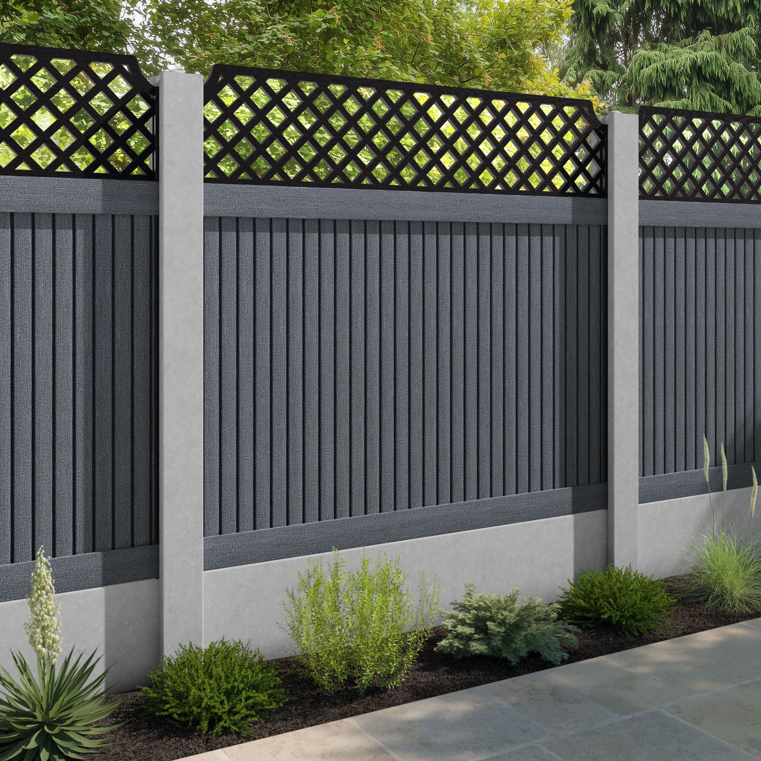Virtis Regal Hive Fence Panel - Anthracite - for existing concrete posts