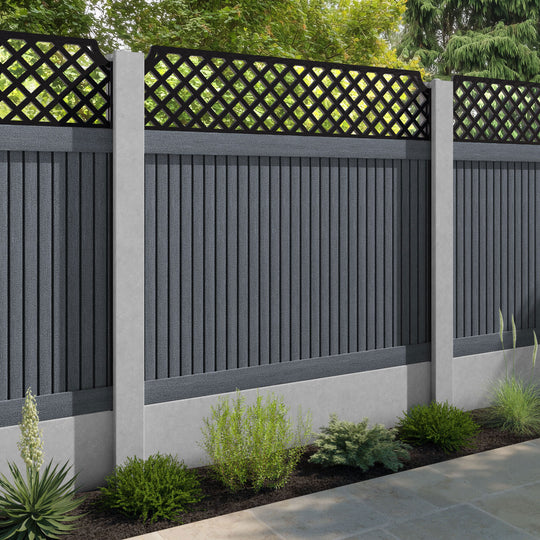 Virtis Regal Hive Fence Panel - Anthracite - for existing concrete posts