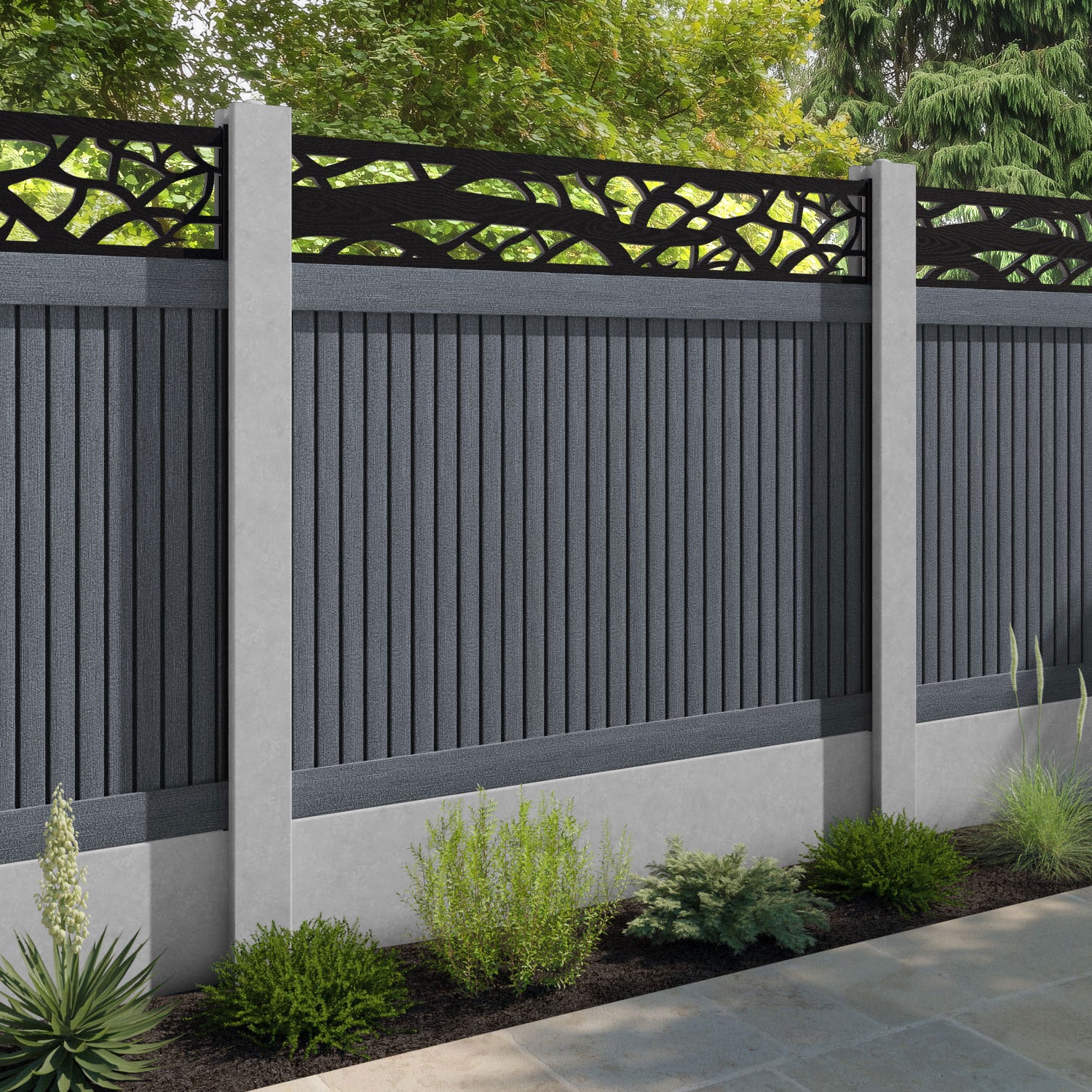 Virtis Twilight Fence Panel - Anthracite - for existing concrete posts
