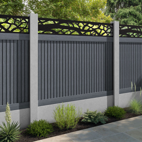 Virtis Twilight Fence Panel - Anthracite - for existing concrete posts