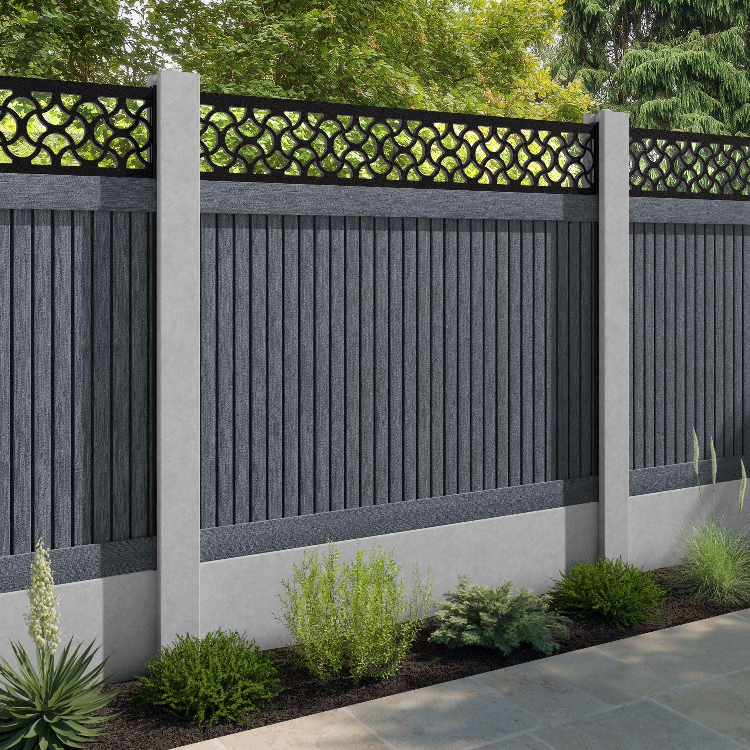 Virtis Vida Fence Panel - Anthracite - for existing concrete posts