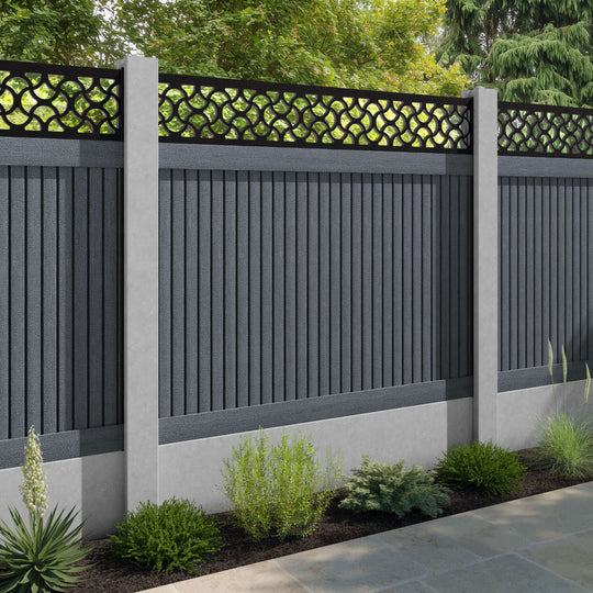 Virtis Vida Fence Panel - Anthracite - for existing concrete posts
