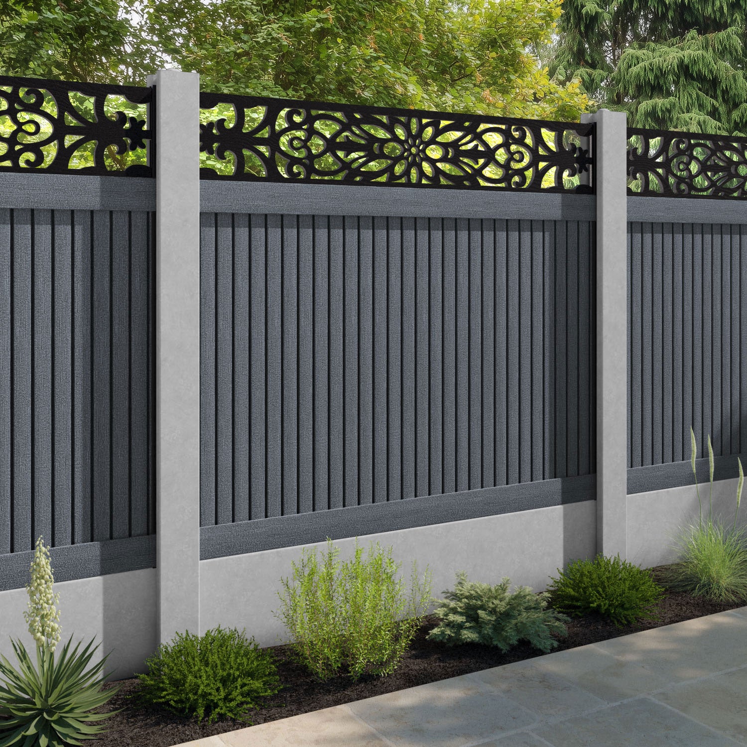 Virtis Windsor Fence Panel - Anthracite - for existing concrete posts