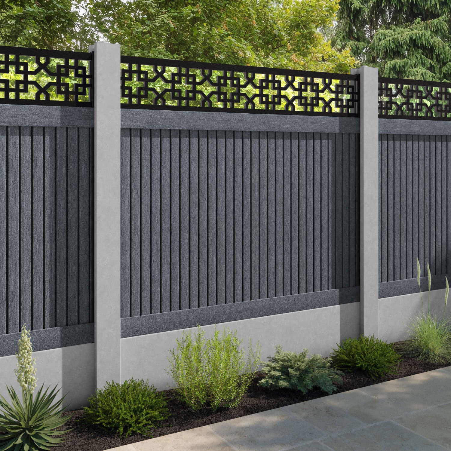 Virtis Zaria Fence Panel - Anthracite - for existing concrete posts