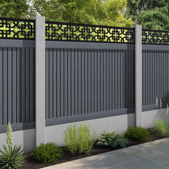 Virtis Zaria Fence Panel - Anthracite - for existing concrete posts
