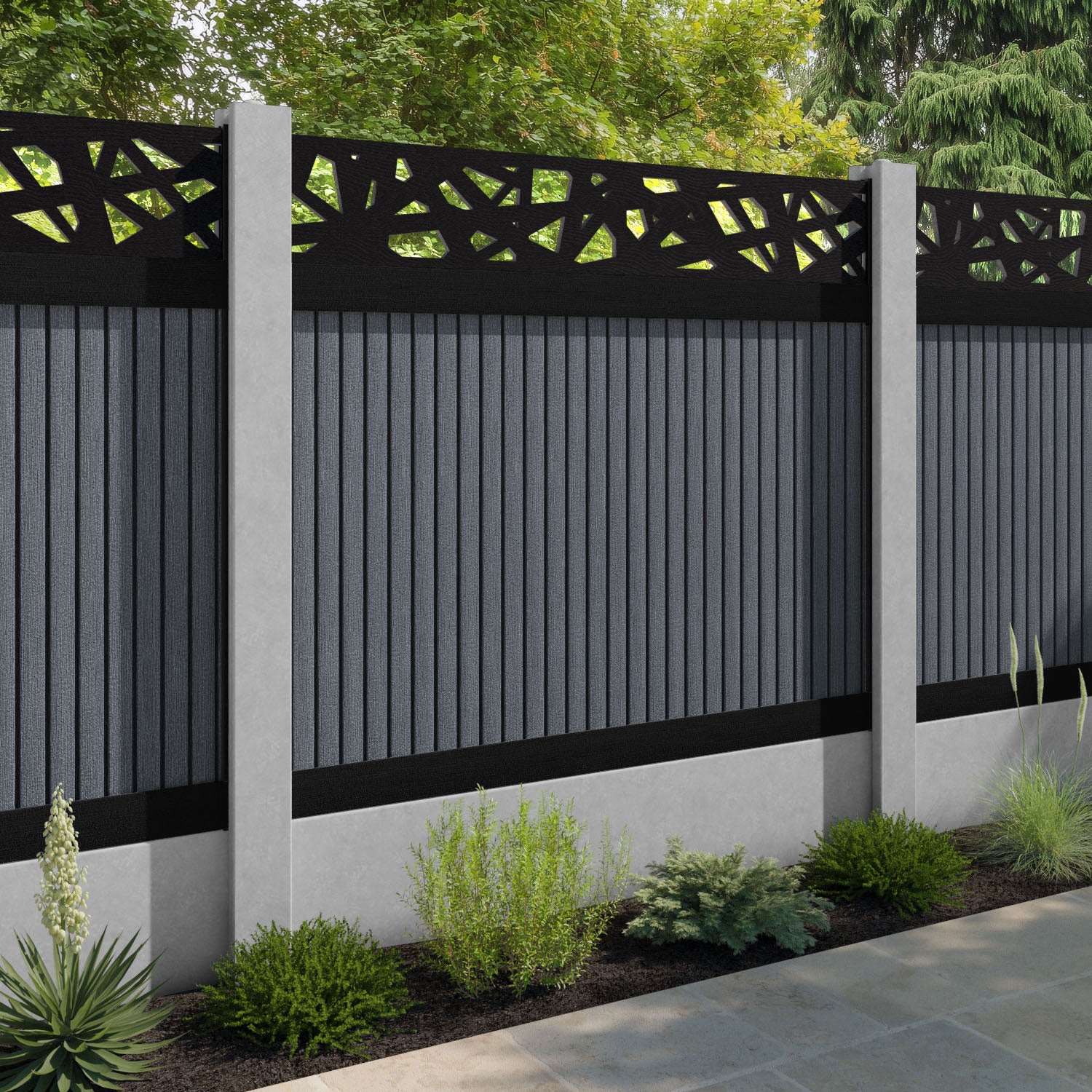 Virtis Prism Fence Panel - Anthracite - for existing concrete posts