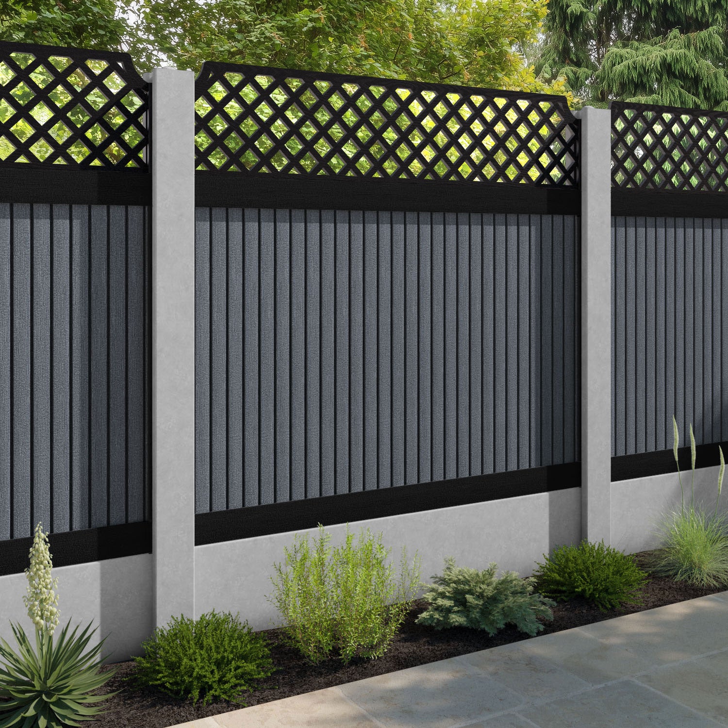 Virtis Regal Hive Fence Panel - Anthracite - for existing concrete posts