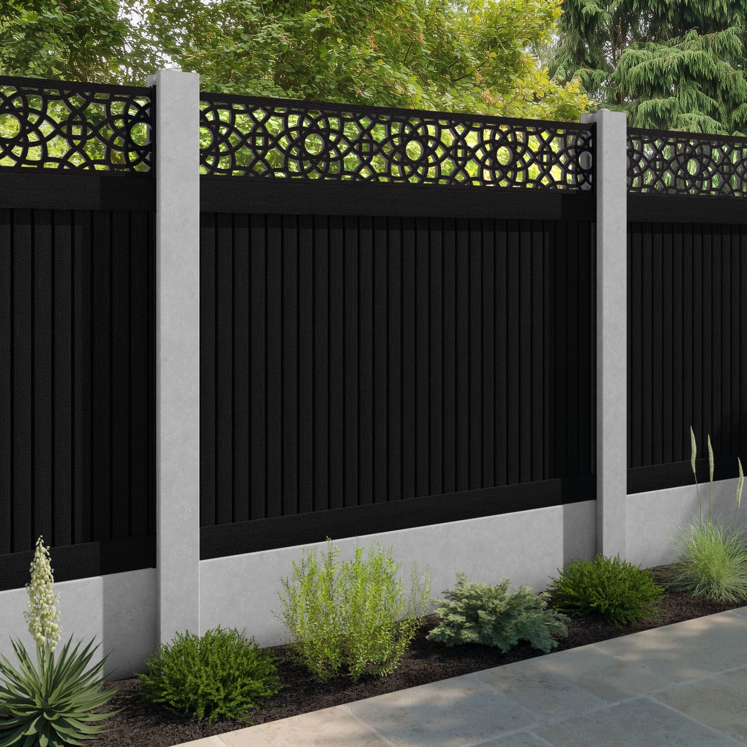 Virtis Ambar Fence Panel - Black - for existing concrete posts