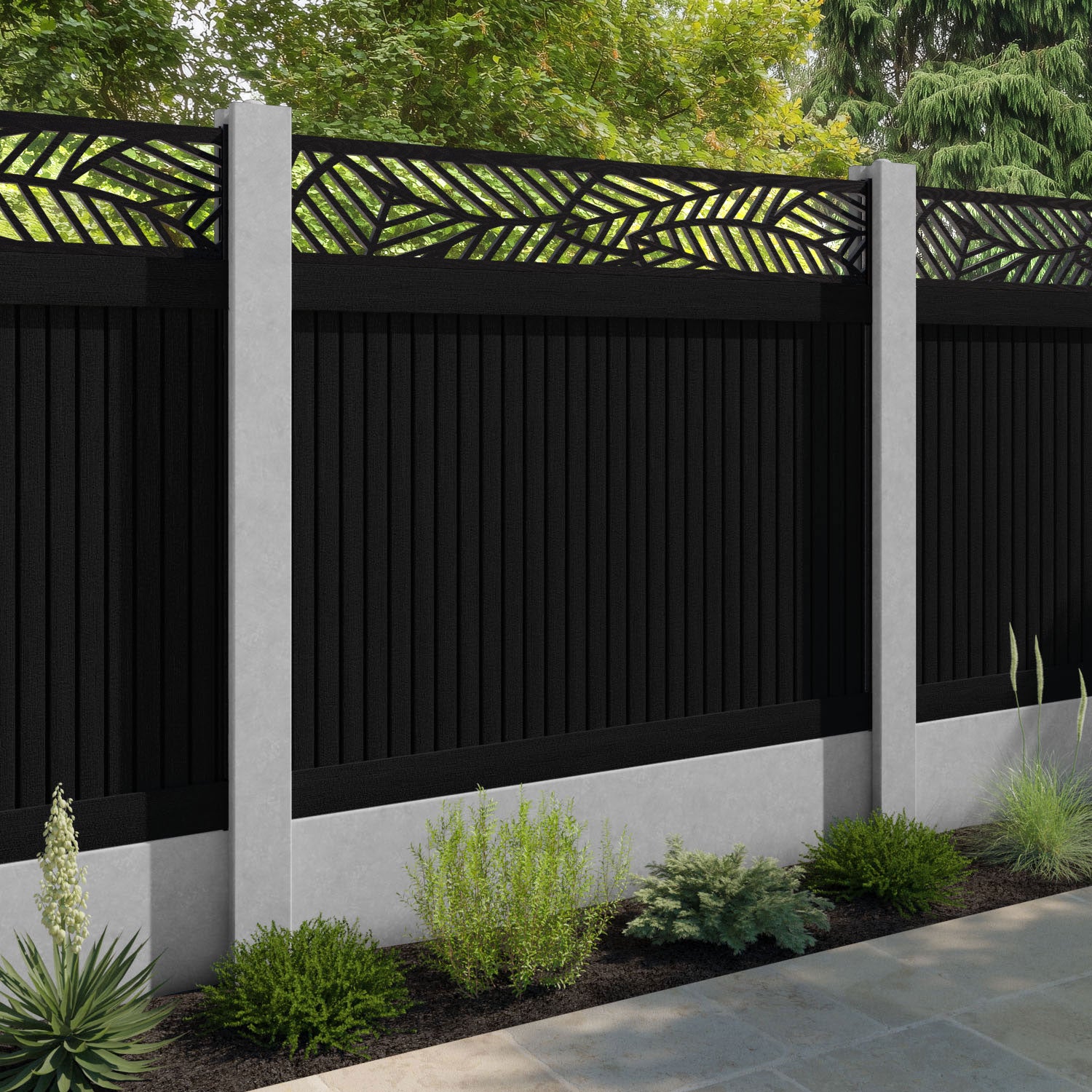 Virtis Habitat Fence Panel - Black - for existing concrete posts