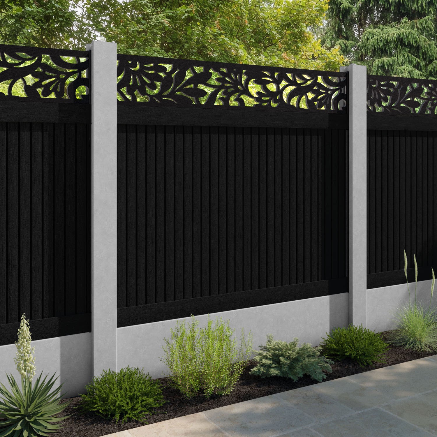 Virtis Heritage Fence Panel - Black - for existing concrete posts