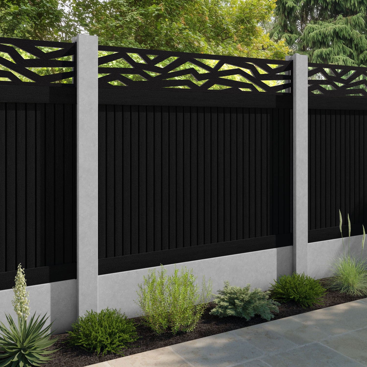 Virtis Zenith Fence Panel - Black - for existing concrete posts