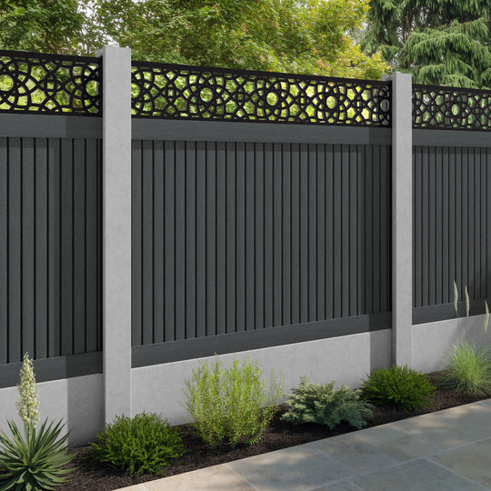 Virtis Ambar Fence Panel - Dark Grey - for existing concrete posts