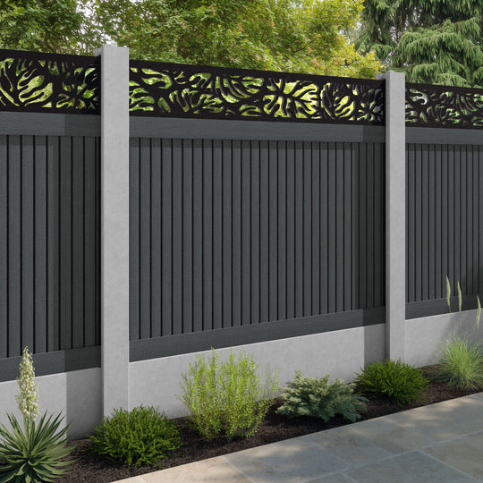 Virtis Botanic Fence Panel - Dark Grey - for existing concrete posts