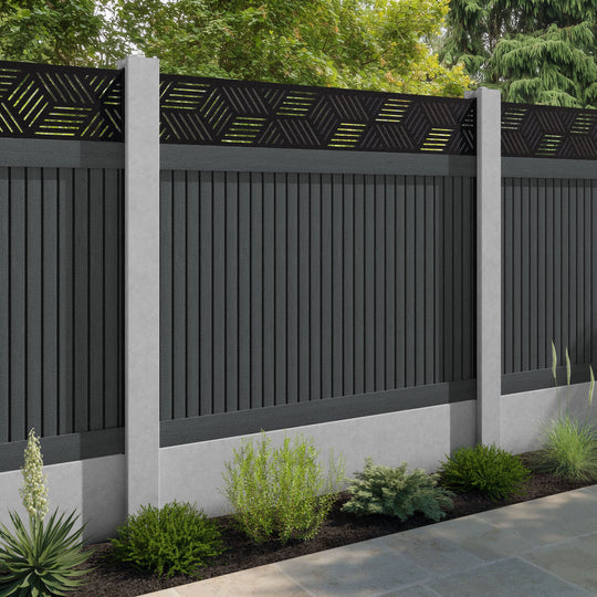 Virtis Cubed Fence Panel - Dark Grey - for existing concrete posts