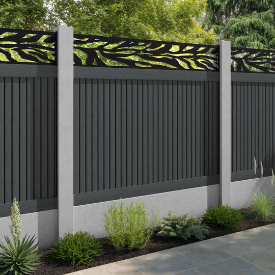 Virtis Malawi Fence Panel - Dark Grey - for existing concrete posts