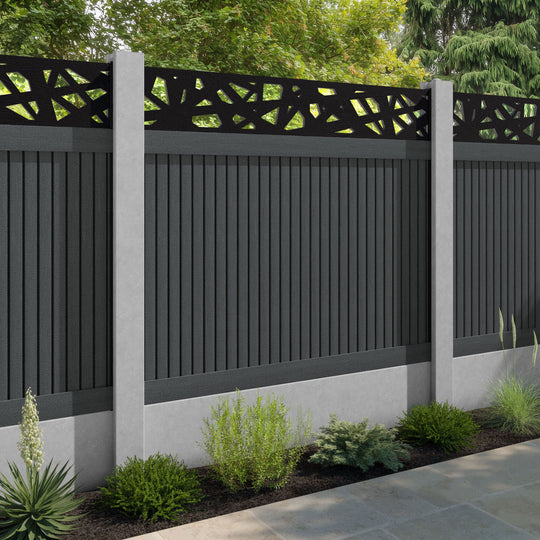 Virtis Prism Fence Panel - Dark Grey - for existing concrete posts