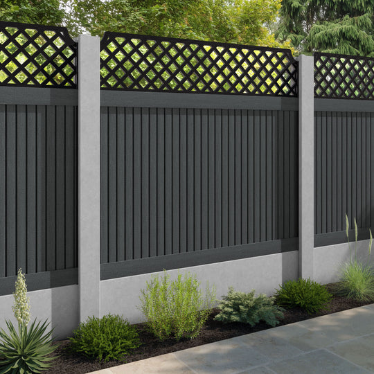 Virtis Regal Hive Fence Panel - Dark Grey - for existing concrete posts
