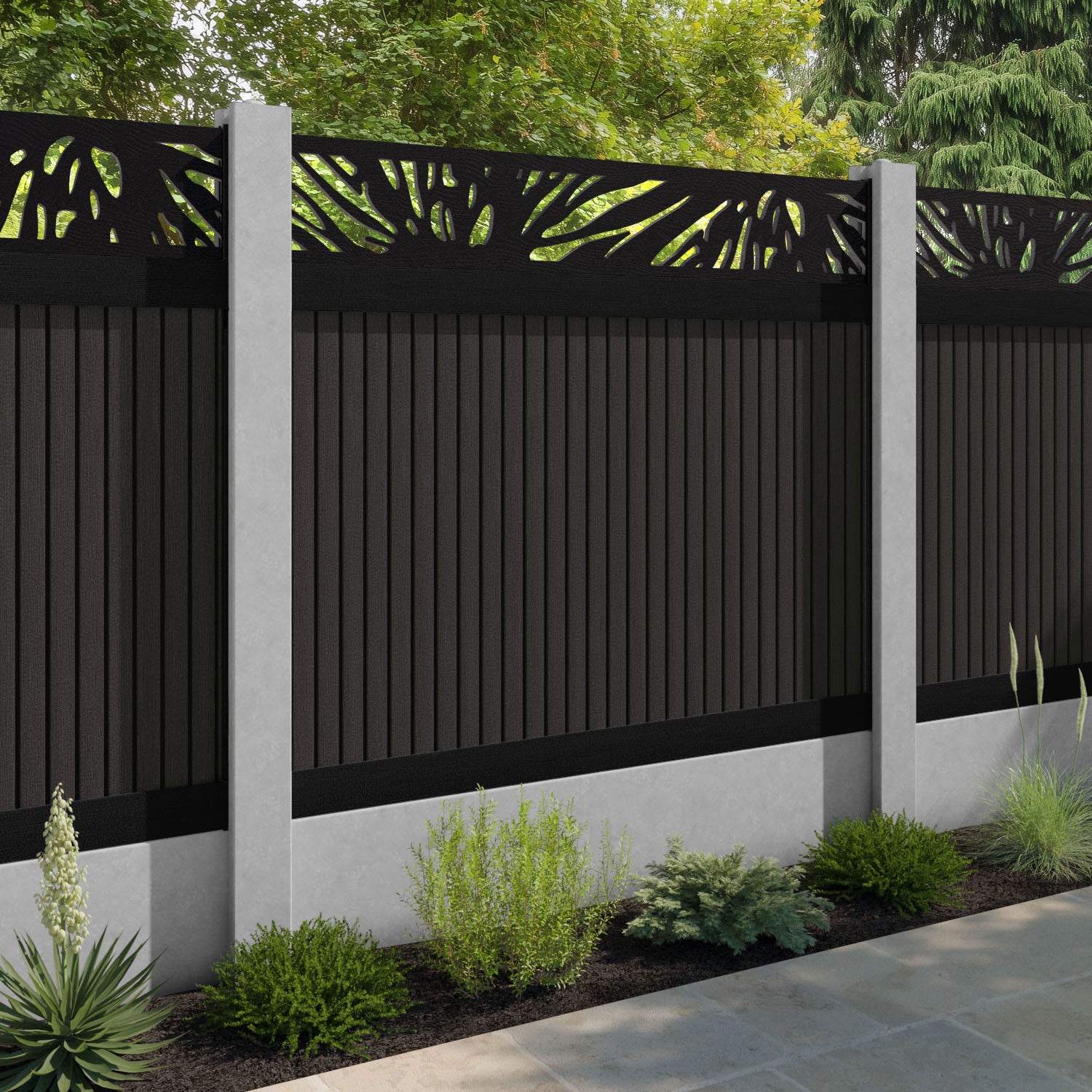 Virtis Poppy Fence Panel - Dark Oak - for existing concrete posts