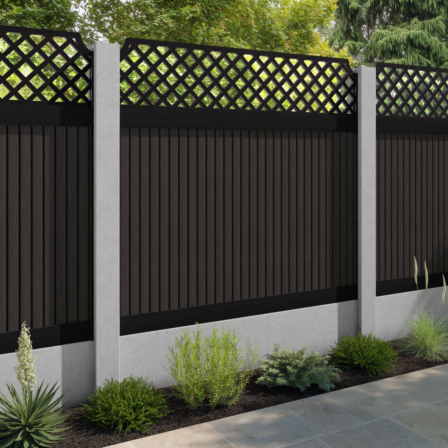Virtis Regal Hive Fence Panel - Dark Oak - for existing concrete posts