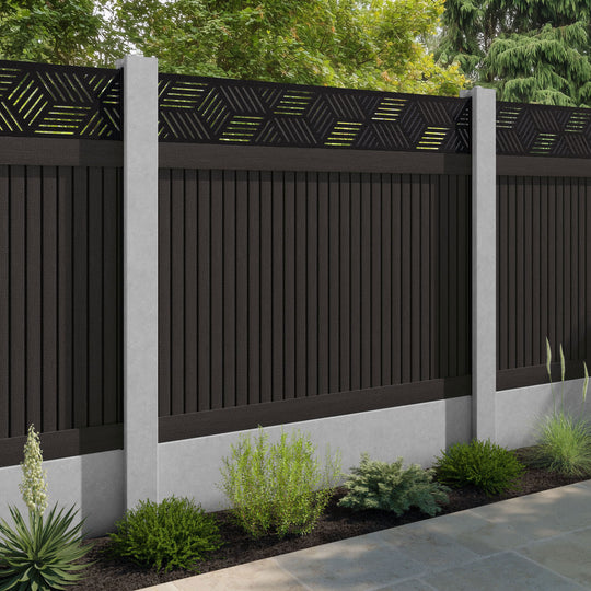 Virtis Cubed Fence Panel - Dark Oak - for existing concrete posts