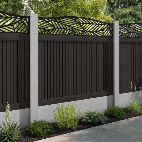 Virtis Habitat Curved Top Fence Panel - Dark Oak - for existing concrete posts