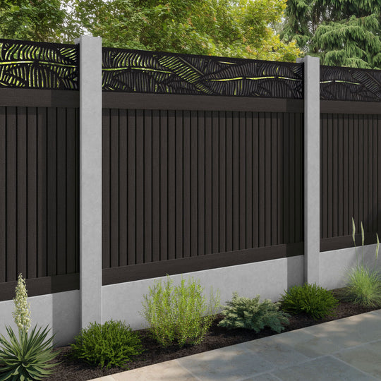 Virtis Feather Fence Panel - Dark Oak - for existing concrete posts