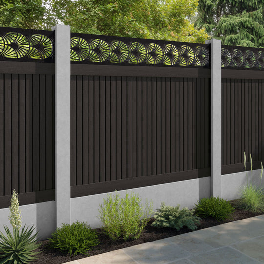 Virtis Laurel Fence Panel - Dark Oak - for existing concrete posts