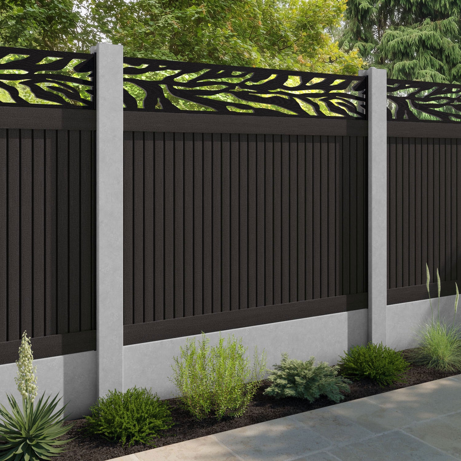 Virtis Malawi Fence Panel - Dark Oak - for existing concrete posts