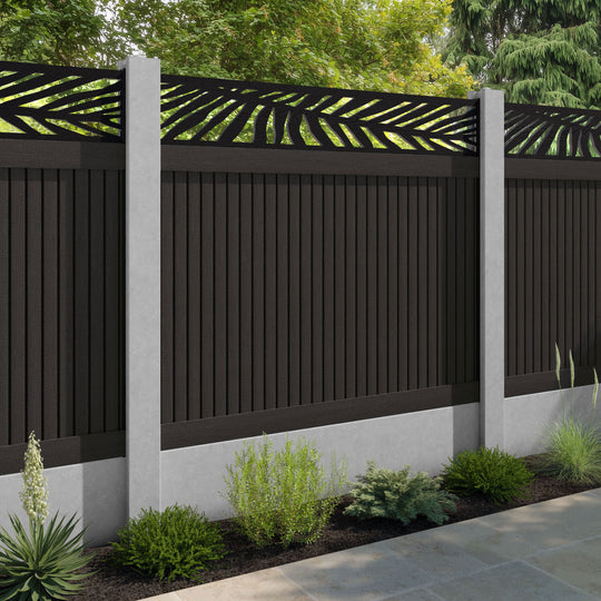 Virtis Palm Fence Panel - Dark Oak - for existing concrete posts