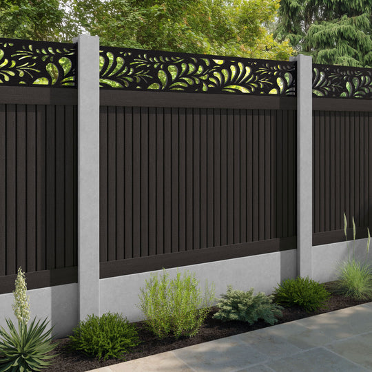 Virtis Petal Fence Panel - Dark Oak - for existing concrete posts